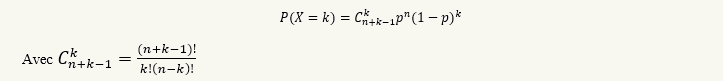 Excel- Loi Binomiale negative formule 1