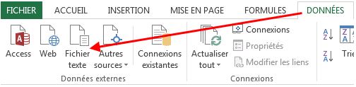 Ruban pour importer des données d'un fichier texte vers Excel - Excel Québec