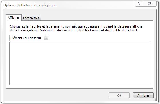 Options d'affichage du navigateur, Affichage de type Webpart - Excel Québec