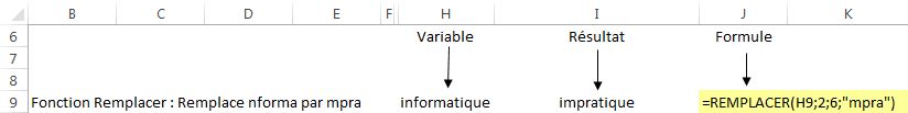 Exemple fonction REMPLACER - Excel Québec