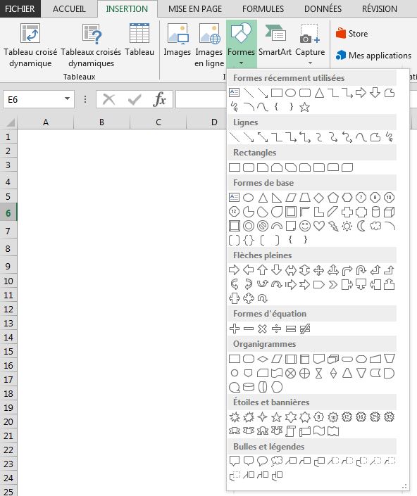 Insérer différentes formes dans Excel - Excel Québec