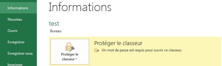 Confirmer que la protection chiffrier avec mot de passe est active - Excel Québec