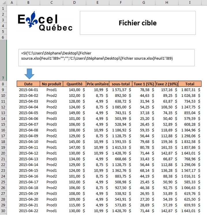Fichier contenant les formules multi-fichier Excel