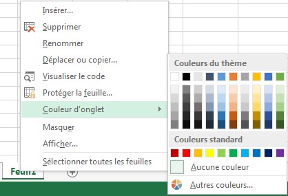 Gestion de feuilles Excel - couleur