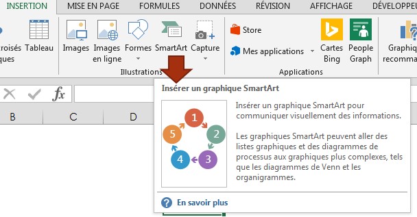 Insérer un graphique SmartArt dans Excel